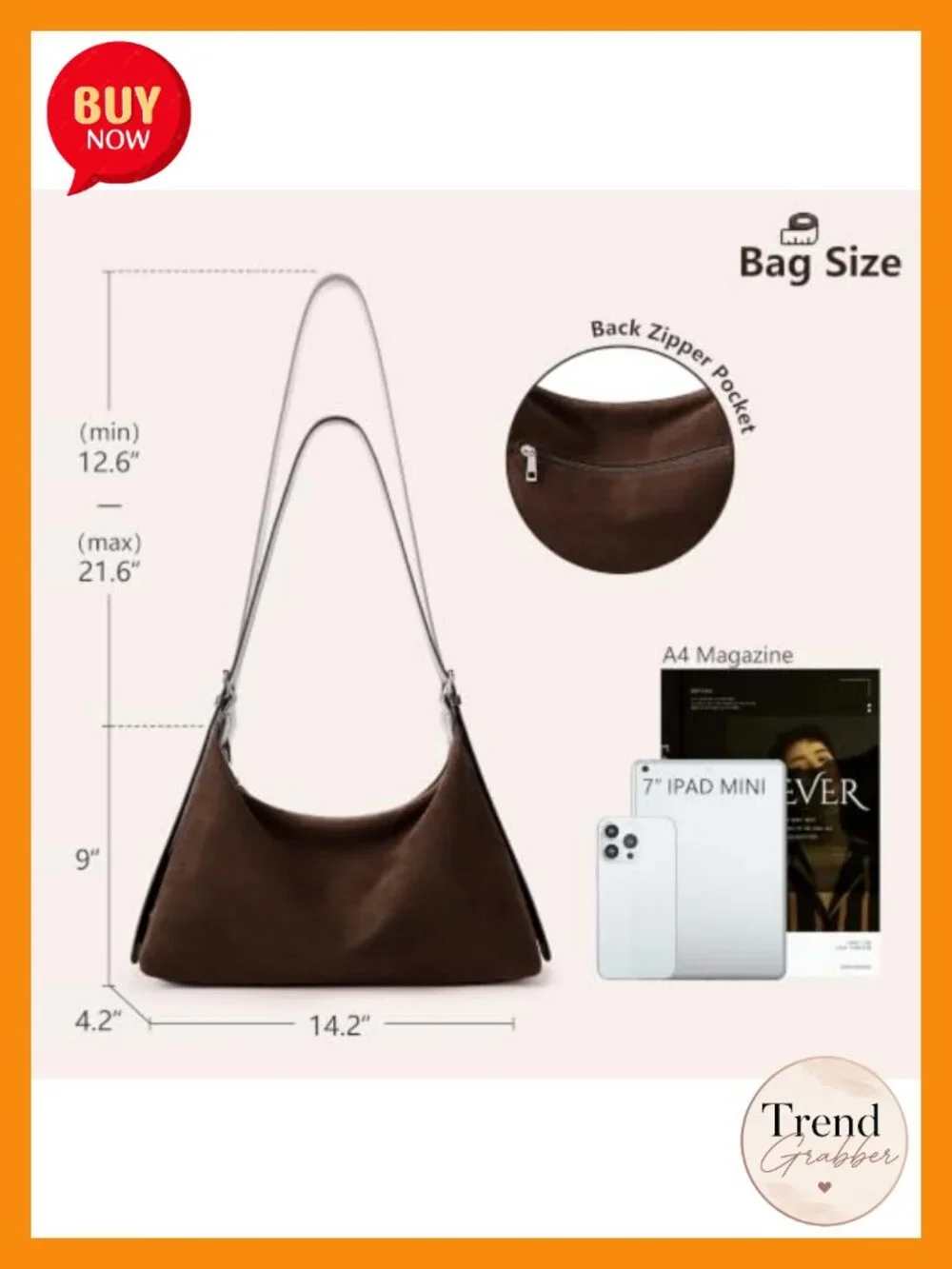 Faux Suede Crescent Hobo Bag Convertible Crossbody Tote Purse